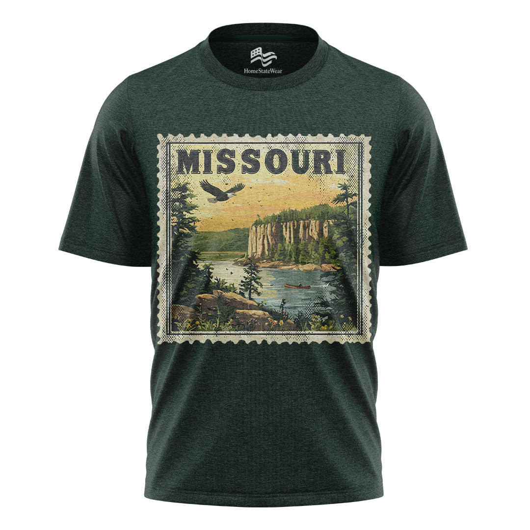 Vintage Missouri Bald Eagle T-Shirt, Scenic Landscape State Souvenir Tee