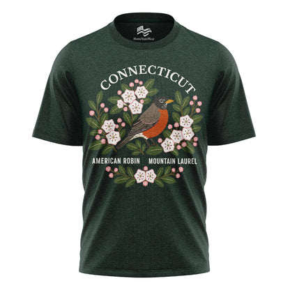 Connecticut Robin & Mountain Laurel Tee | State Bird Flower Shirt