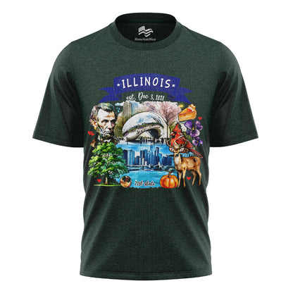 Illinois Landmarks T-Shirt | Artistic State Travel Tee