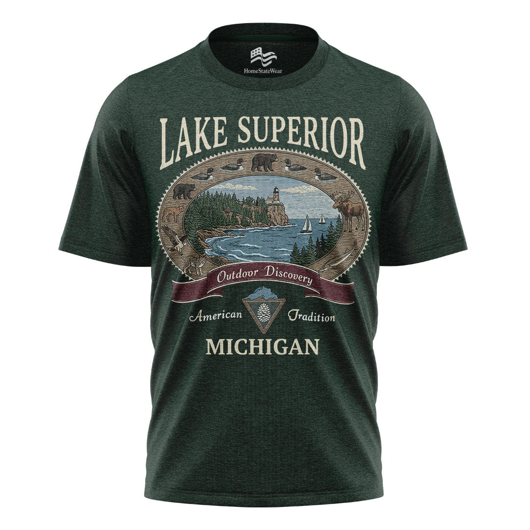 Lake Superior Michigan Comfort Colors Tee | Great Lakes Lighthouse Shirt