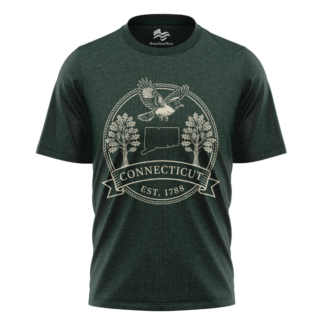 Connecticut Est 1788 T-Shirt | American Robin & White Oak Tee