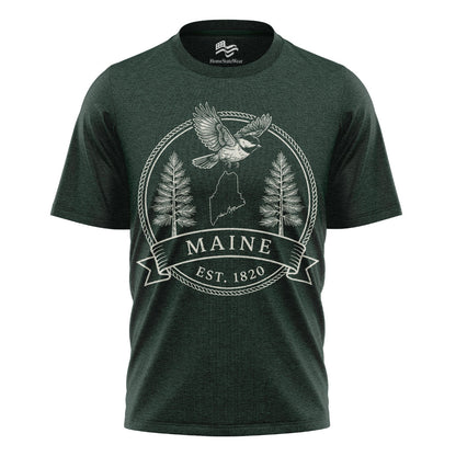 Maine Est 1820 T-Shirt | Chickadee White Pine Souvenir Tee