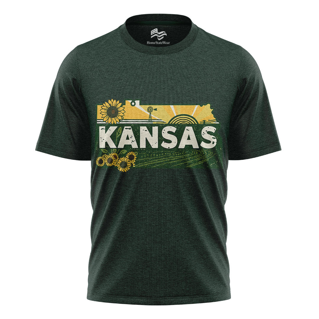 Kansas Home State T-Shirt | Retro Sunflower Travel Tee