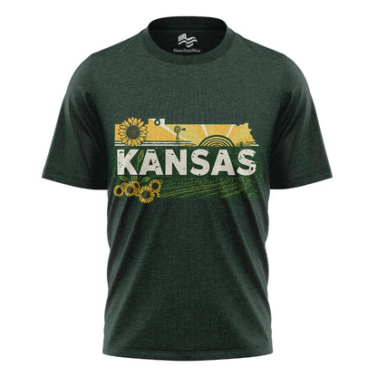 Kansas Home State T-Shirt | Retro Sunflower Travel Tee