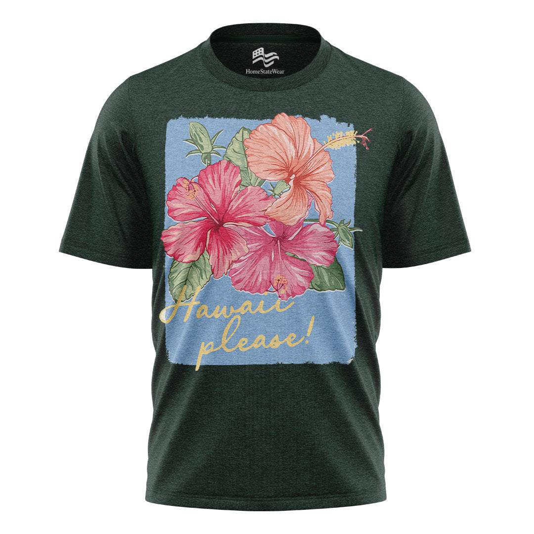 Hawaii Please Hibiscus Comfort Colors Tee | Tropical Vacation Shirt