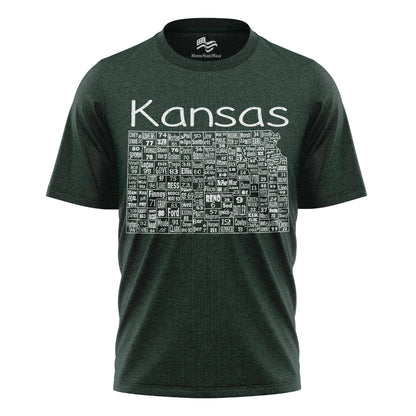 Kansas County Map T-Shirt | License Plate Graphic Tee