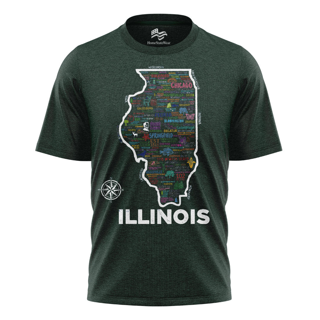 Illinois Map T-Shirt | Vintage Prairie State Tee