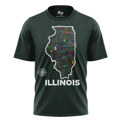 Illinois Map T-Shirt | Vintage Prairie State Tee