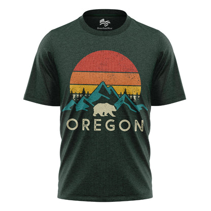 Oregon Bear Mountain T-Shirt, Vintage Sunset Nature Graphic Tee