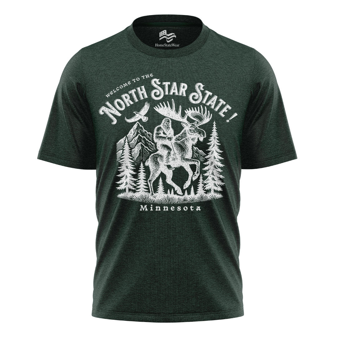 Welcome to Minnesota T-Shirt, North Star State Bigfoot & Moose Tee