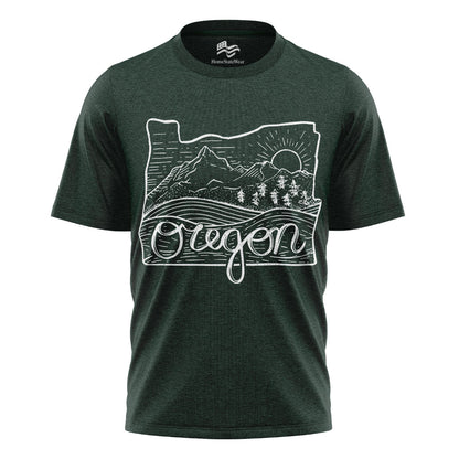 Illustrated Oregon T-Shirt, Vintage Pacific Northwest Nature Tee