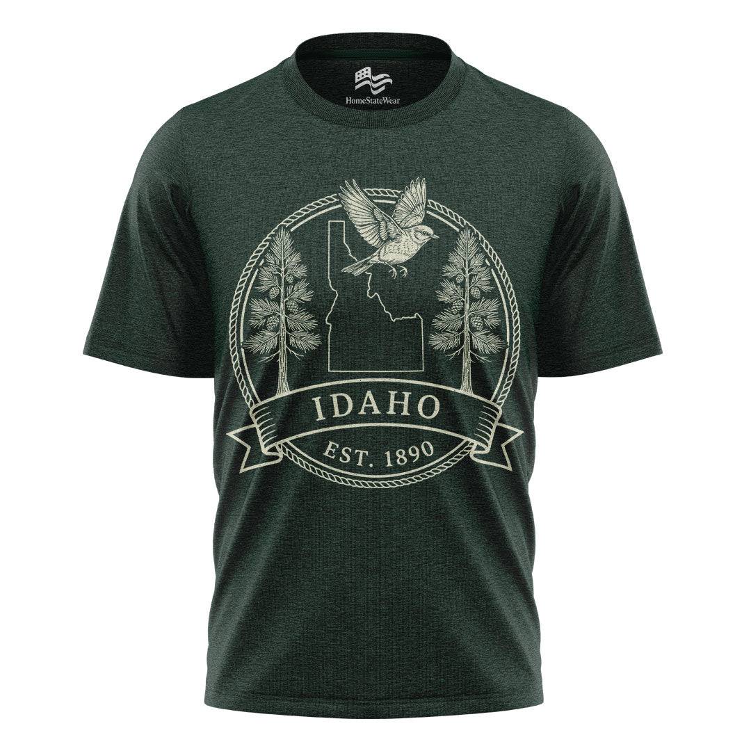 Idaho Est 1890 T-Shirt Mountain Bluebird & White Pine
