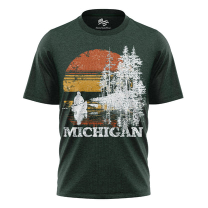 Michigan Sunset Canoe T-Shirt, Vintage Lake Graphic Tee