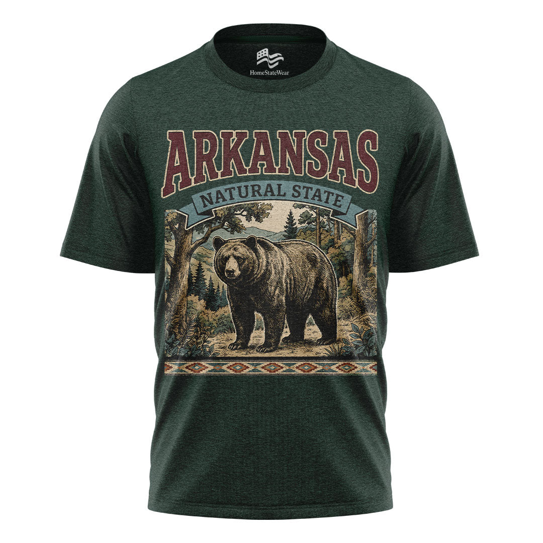 Arkansas Bear Graphic Tee | Vintage Forest Souvenir Shirt