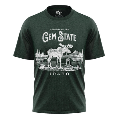 Welcome to Idaho T-Shirt, Gem State Moose Graphic Tee, Unique Travel Souvenir Gift Shirt