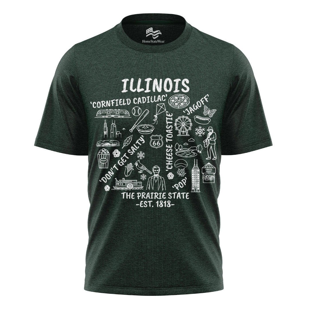 Illinois Icon T-Shirt | Route 66 Midwest Graphic Tee