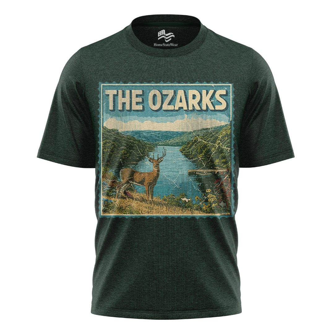 Ozarks Deer Scene T-Shirt, Vintage Missouri State Pride Tee