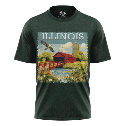 Illinois Covered Bridge Tee | Vintage Travel Souvenir Shirt