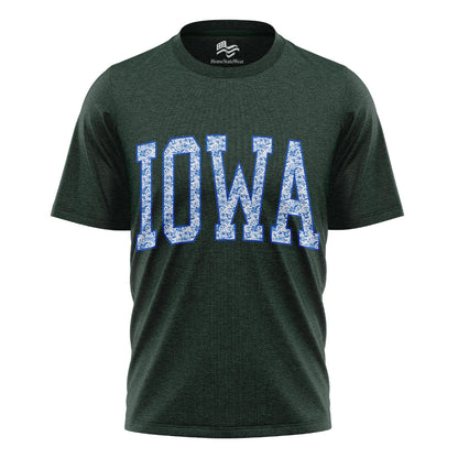 Blue Floral Iowa Varsity Tee | Midwestern Mama Gift Shirt