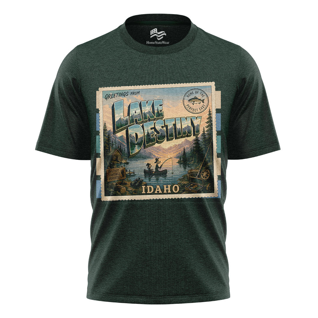 Lake Destiny Idaho Comfort Colors Retro Camping Postcard Shirt