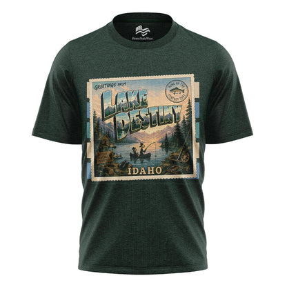 Lake Destiny Idaho Comfort Colors Retro Camping Postcard Shirt