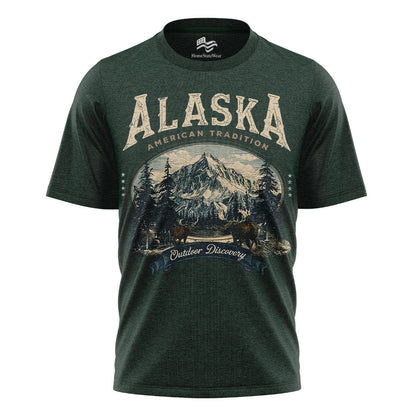 Vintage Alaska Mountain Retro Outdoor Wildlife Tee