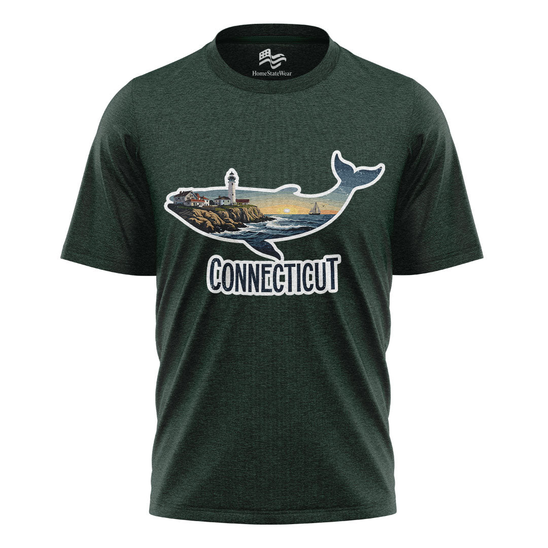 Connecticut Whale Lighthouse Tee | Coastal New England Shirt