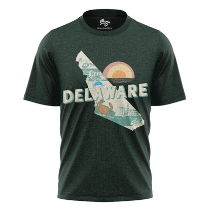 Delaware Crab Sunset Tee | Coastal Beach Souvenir Shirt