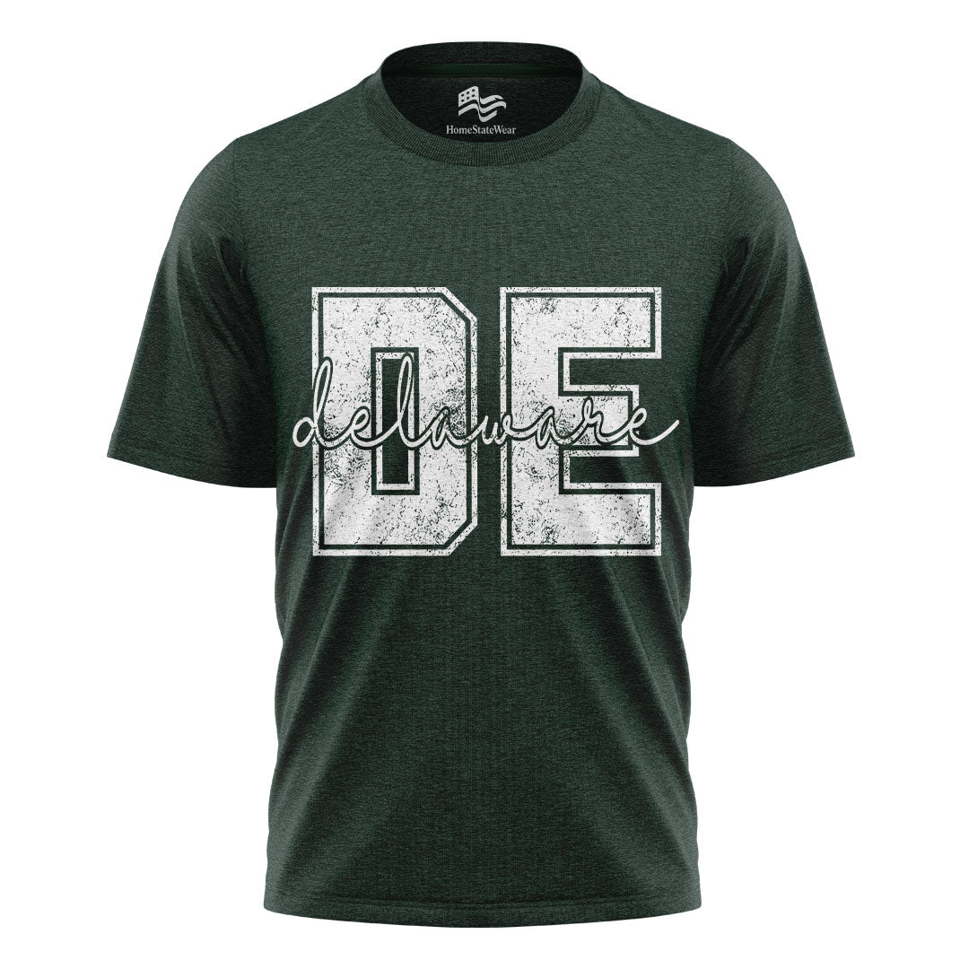 Distressed Delaware Comfort Colors Tee | Retro Varsity State Shirt