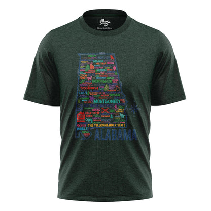 Alabama Heart of Dixie Vintage Map Graphic Tee