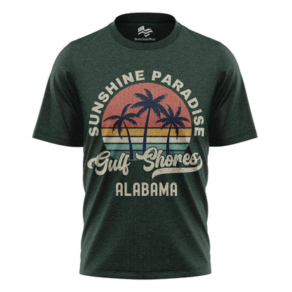 Gulf Shores Shirt Alabama Souvenir Tee, Palm Tree Retro Sunset Shirt