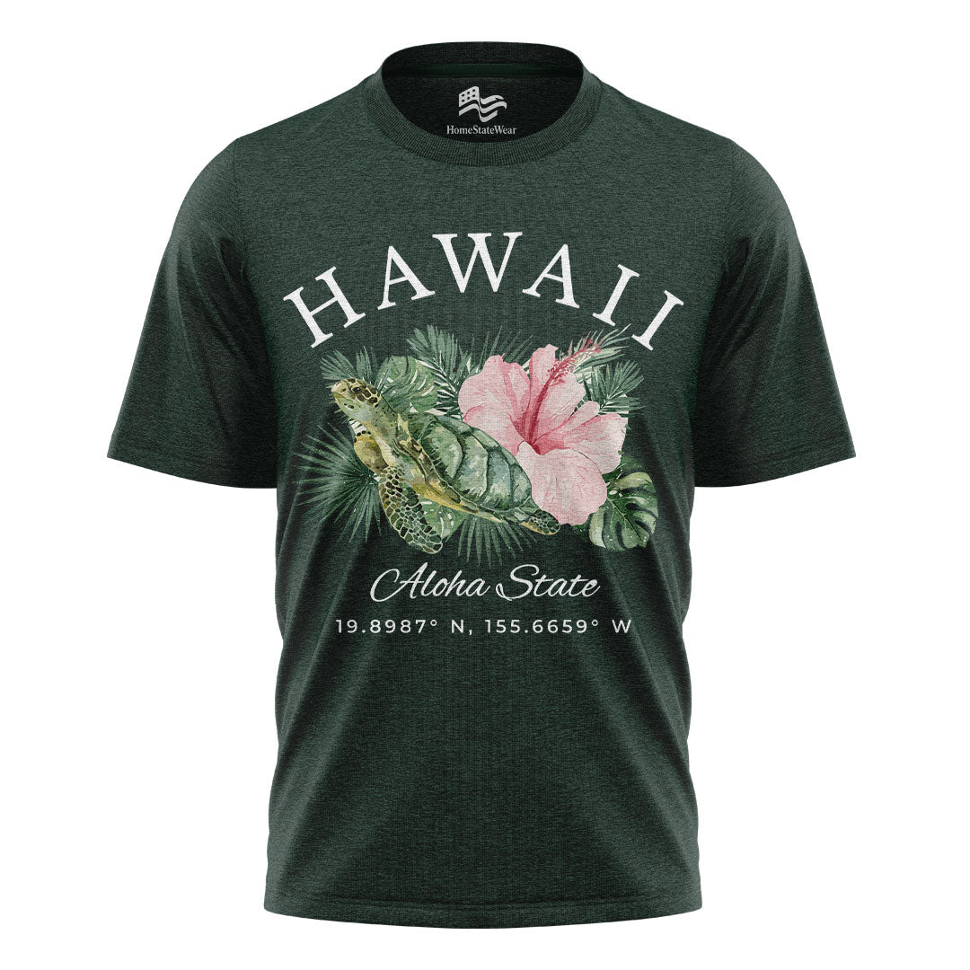 Hawaii Sea Turtle Hibiscus Tee | Aloha State Tropical Shirt