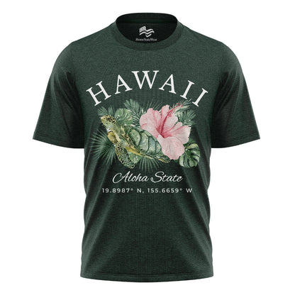 Hawaii Sea Turtle Hibiscus Tee | Aloha State Tropical Shirt