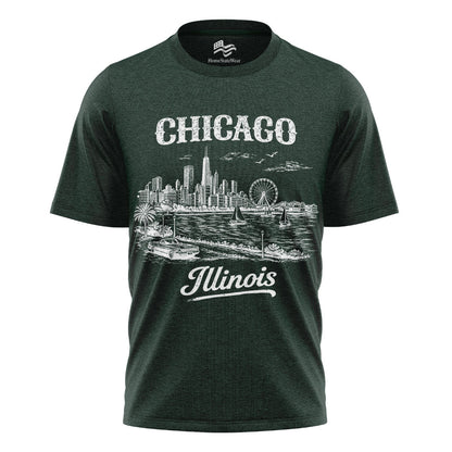 Chicago Skyline Comfort Colors Tee | Retro City Sketch Shirt