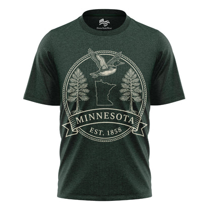 Minnesota Est. 1858 T-Shirt, Common Loon & Red Pine State Pride Tee
