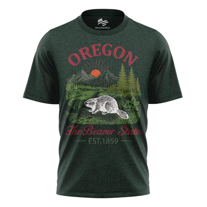 Oregon Beaver State T-Shirt, Est. 1859 Vintage Mountain Sunset Tee