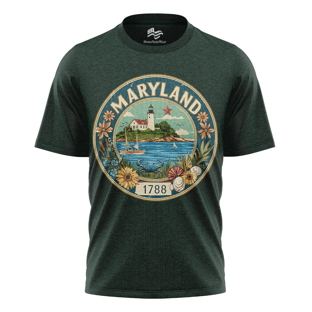 Maryland Lighthouse Crab T-Shirt | Coastal State Gift Tee