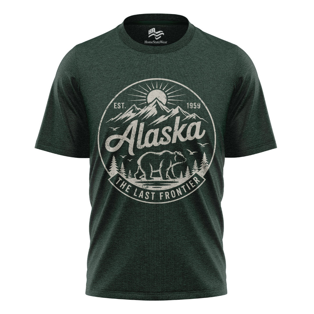 Alaska Bear T-Shirt, Vintage Mountain Circle Graphic Tee, Nature Lover Travel Shirt