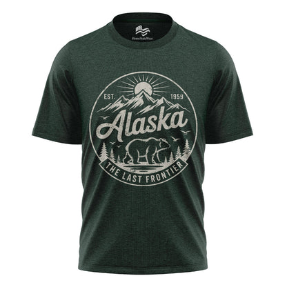 Alaska Bear T-Shirt, Vintage Mountain Circle Graphic Tee, Nature Lover Travel Shirt