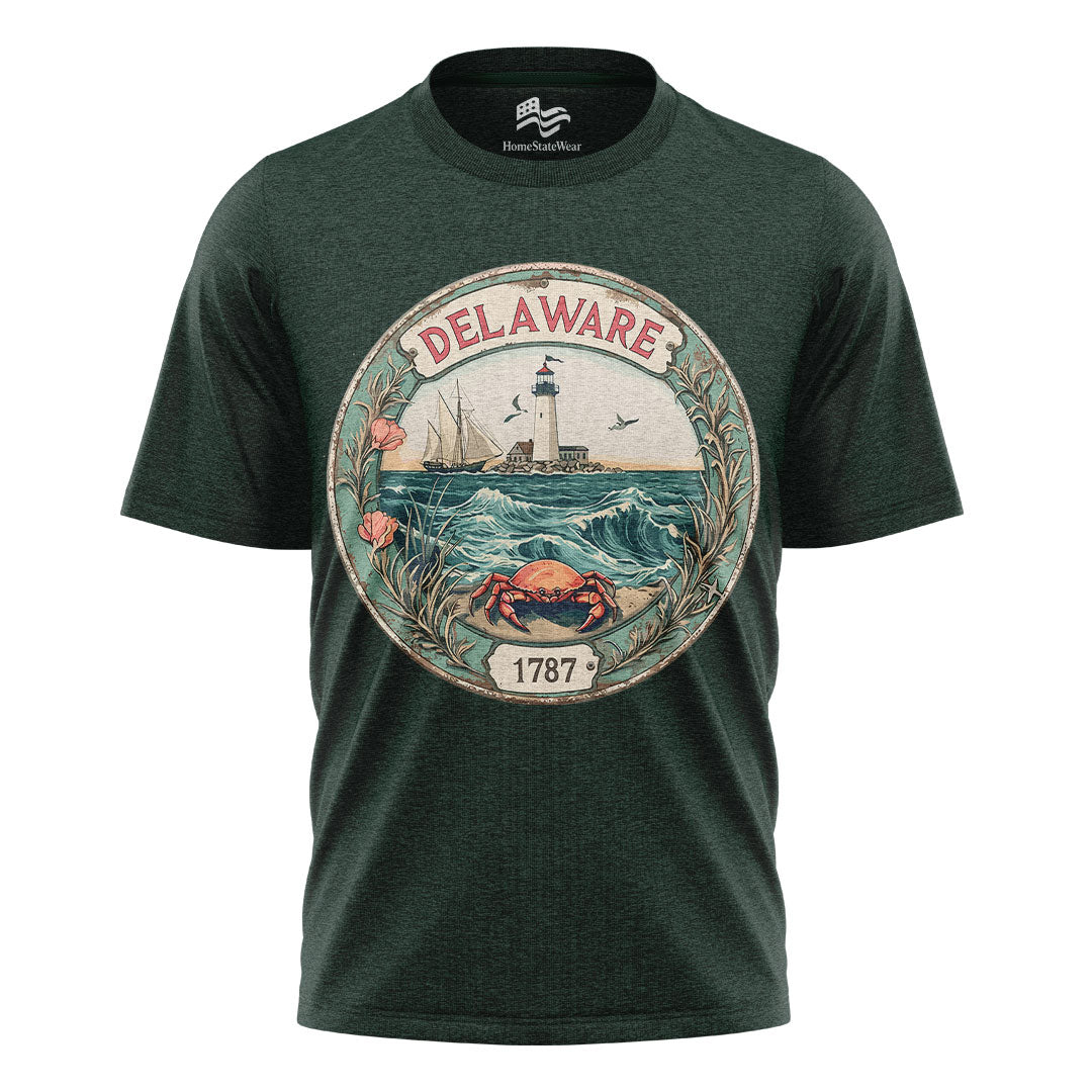Delaware Lighthouse Sailboat Tee | Coastal Beach Graphic Shirt