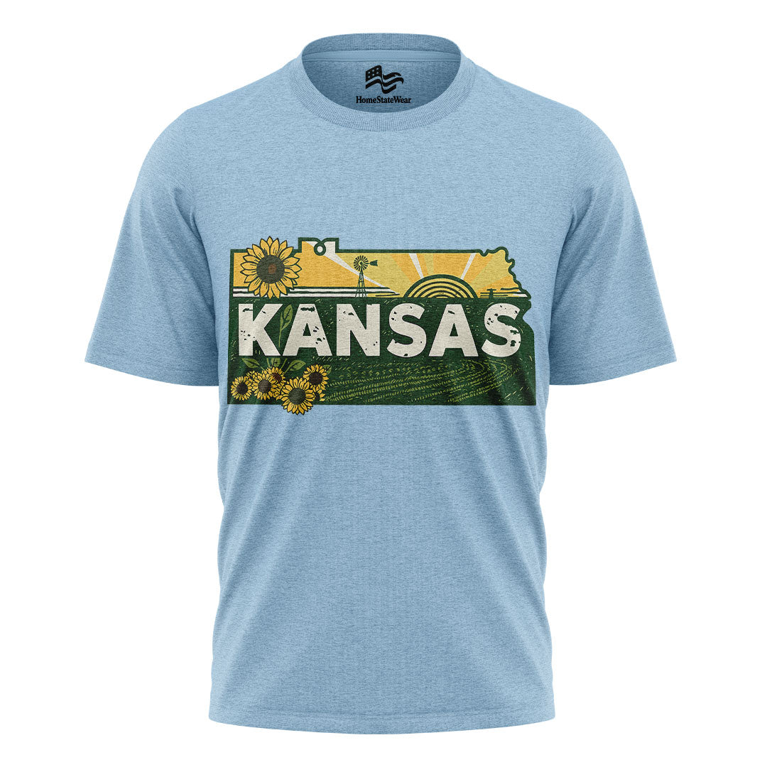 Kansas Home State T-Shirt | Retro Sunflower Travel Tee