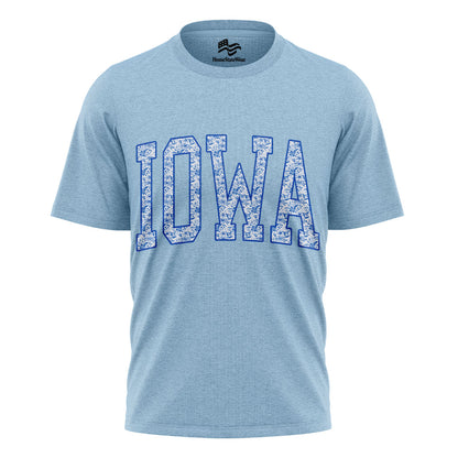 Blue Floral Iowa Varsity Tee | Midwestern Mama Gift Shirt