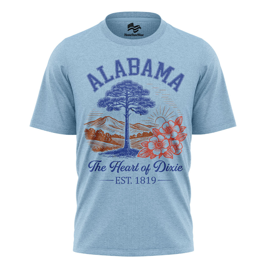 Alabama Shirt Heart of Dixie Est 1819 Vintage State Graphic Tee Unisex Cotton T-Shirt