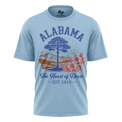 Alabama Shirt Heart of Dixie Est 1819 Vintage State Graphic Tee Unisex Cotton T-Shirt