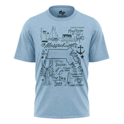 Massachusetts State Map T-Shirt | Bay State Travel Tee