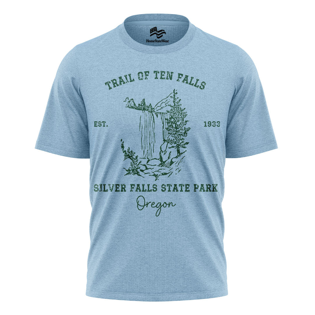 Trail of Ten Falls Oregon Comfort Colors® T-Shirt, Silver Falls Hiking Tee