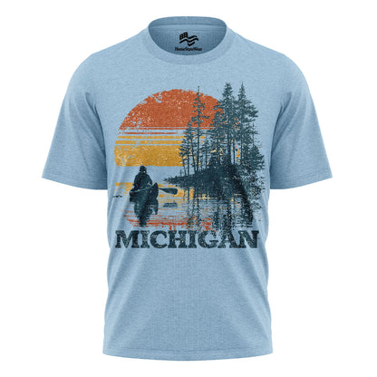 Michigan Sunset Canoe T-Shirt, Vintage Lake Graphic Tee