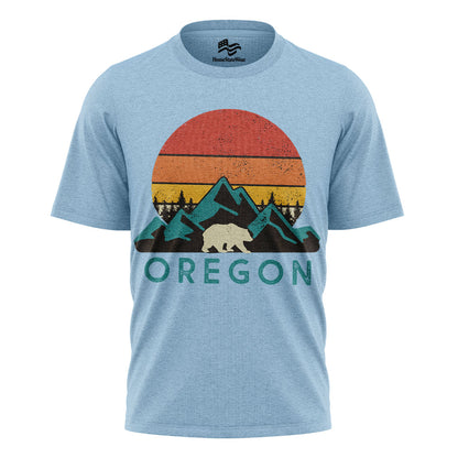 Oregon Bear Mountain T-Shirt, Vintage Sunset Nature Graphic Tee