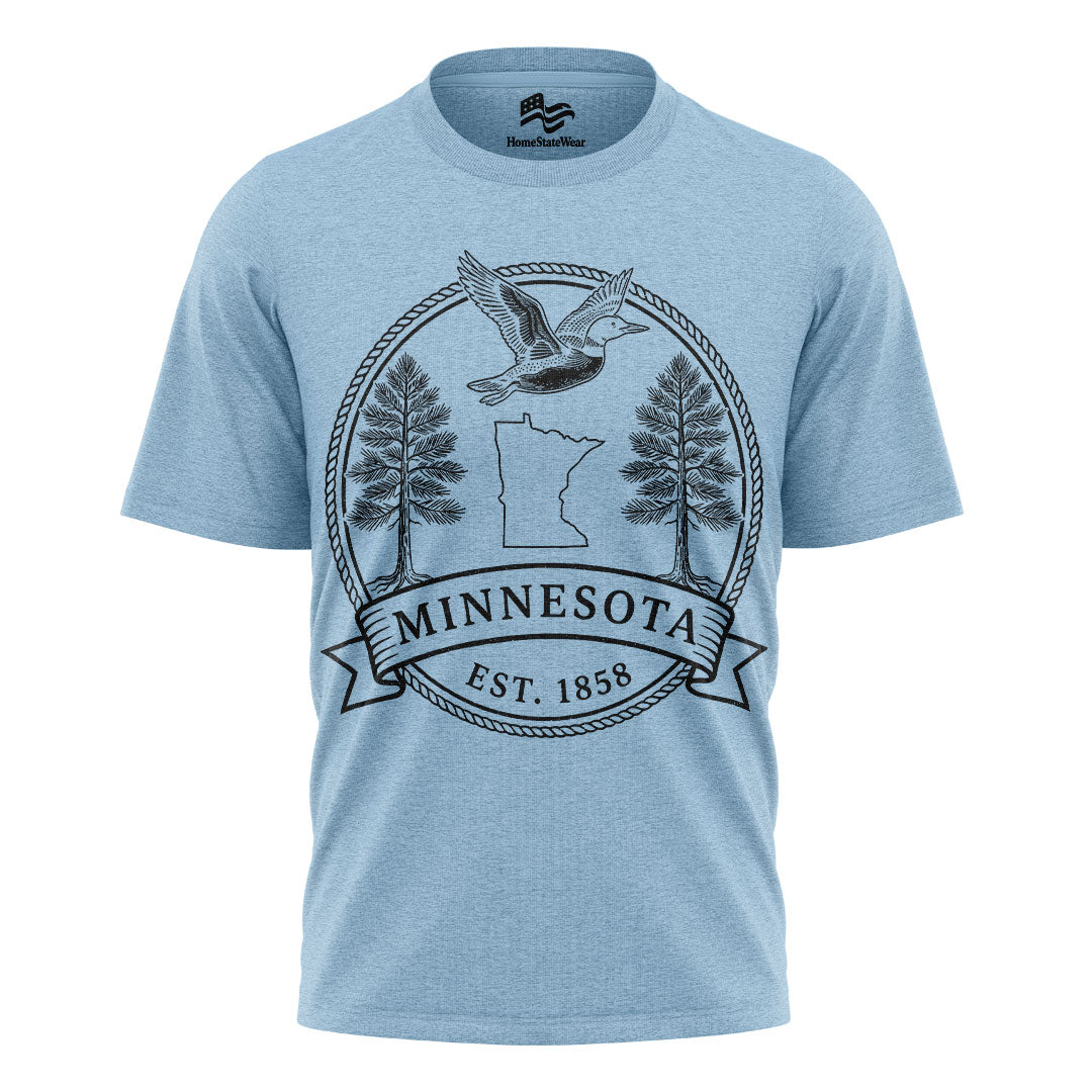 Minnesota Est. 1858 T-Shirt, Common Loon & Red Pine State Pride Tee