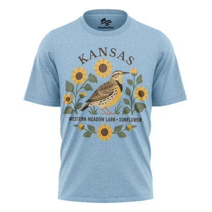 Kansas Meadowlark & Sunflower Tee | Bird Lover Nature Shirt